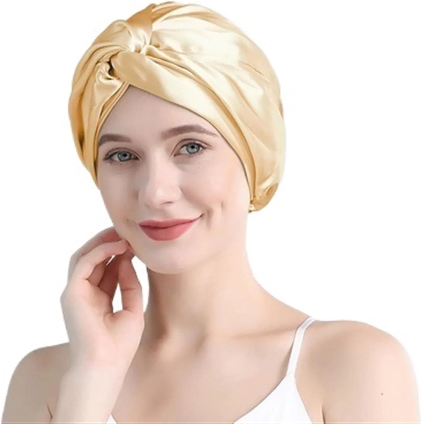 Шелковый тюрбан для сна, Double Layer, Mulberry Silk, 54-58cm, Gold Dyyeuavt