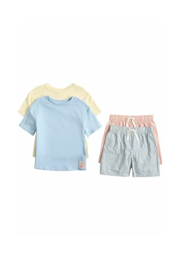 Пижамный набор из двух комплектов, хлопок, полоска, 2 pack striped sets, Marks & Spencer, синий