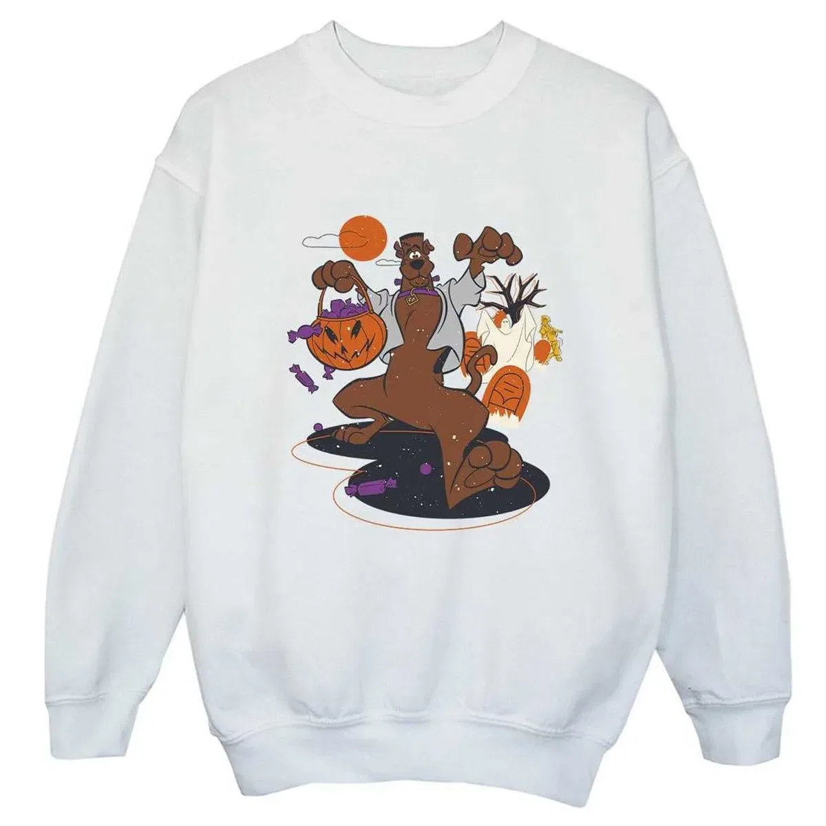 Свитшот с принтом Pumpkin Scooby Doo, White