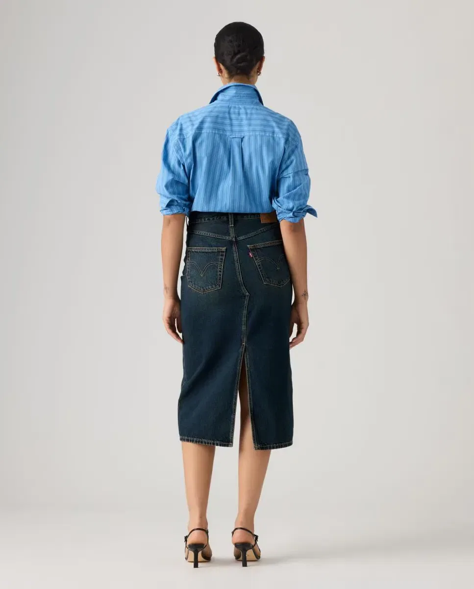 Женская джинсовая юбка-миди с разрезом Decon Slit Levi's, Azul Marino — фото 2