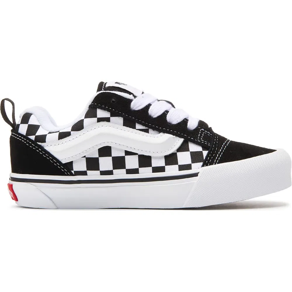 Детские скейтерские кроссовки Knu Skool Vans, Black/White/Check — фото 2