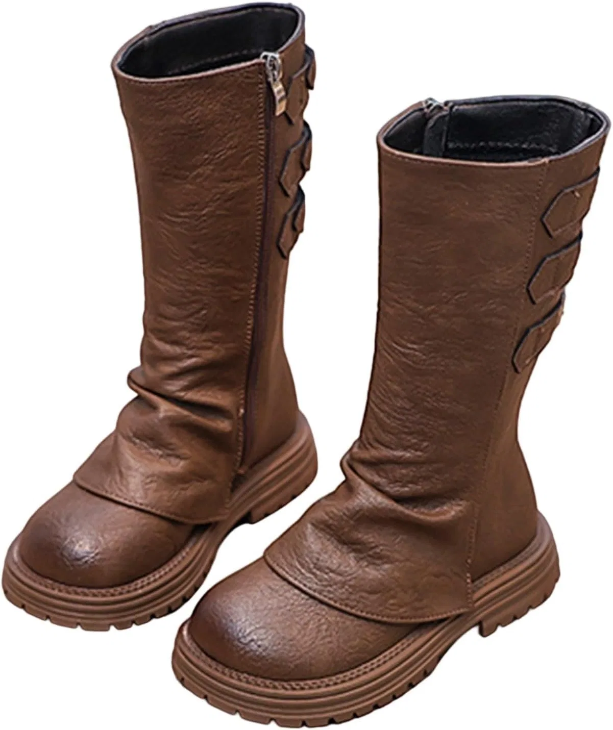Детские ботинки для девочек с боковой молнией Combat Boots, Khaki