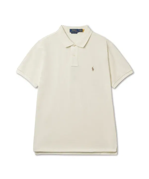 Поло с воротником кастомное slim fit из сетки, Polo Ralph Lauren, натуральный