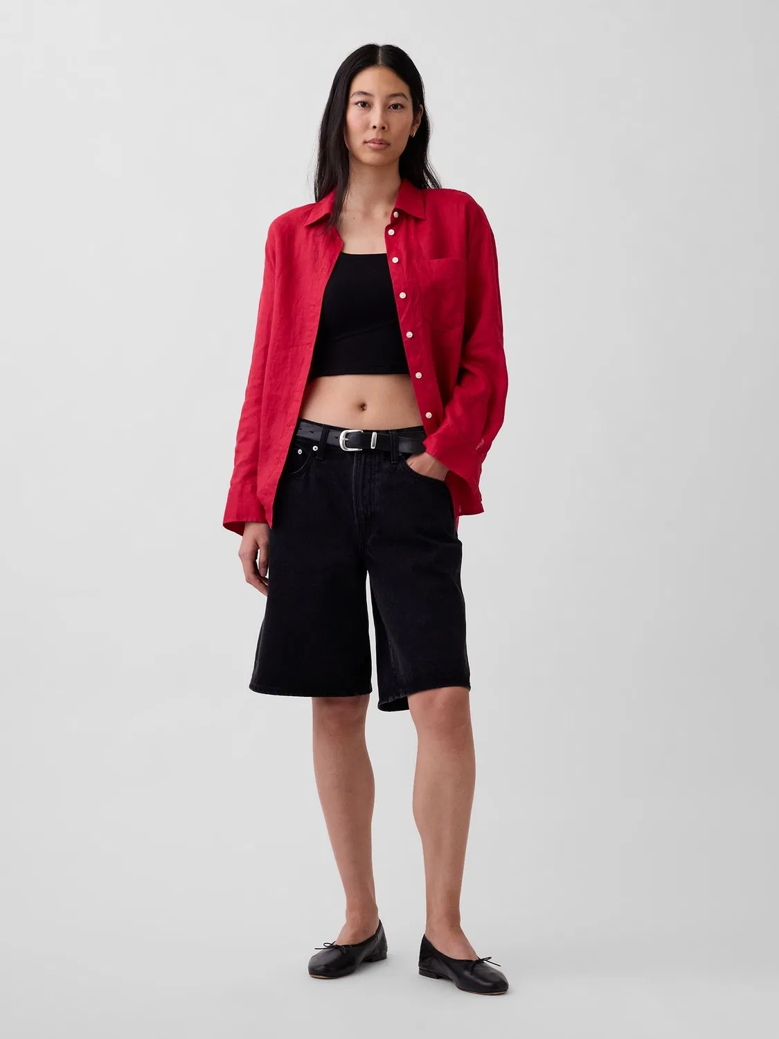 Рубашка оверсайз из льна Gap, Red — фото 3