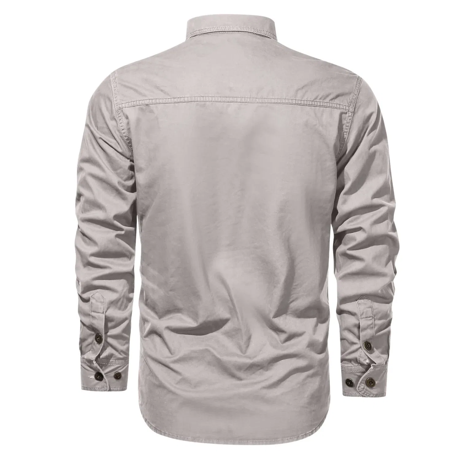 Мужская рубашка с длинным рукавом, с двумя карманами, Regular Fit, Beige3 — фото 4