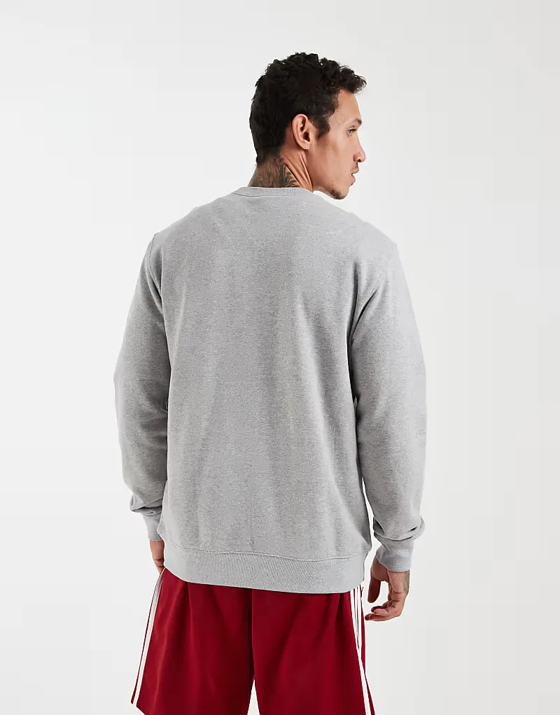 Толстовка Adidas Originals Trefoil essentials crew из французского махрового трикотажа, средне-серый меланж — фото 4