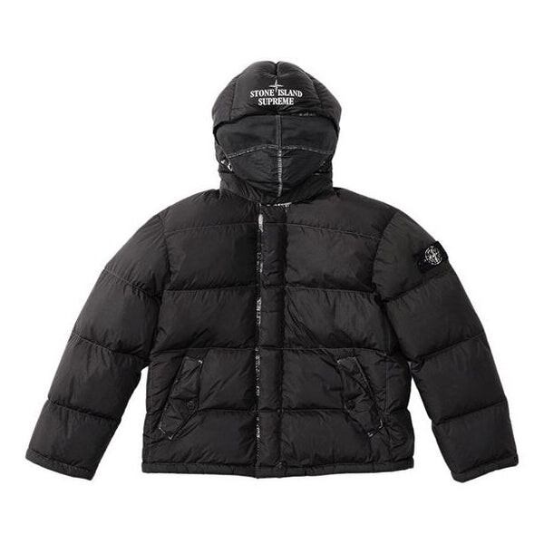 

Куртка x stone island painted camo crinkle down jacket 'black' Supreme, черный