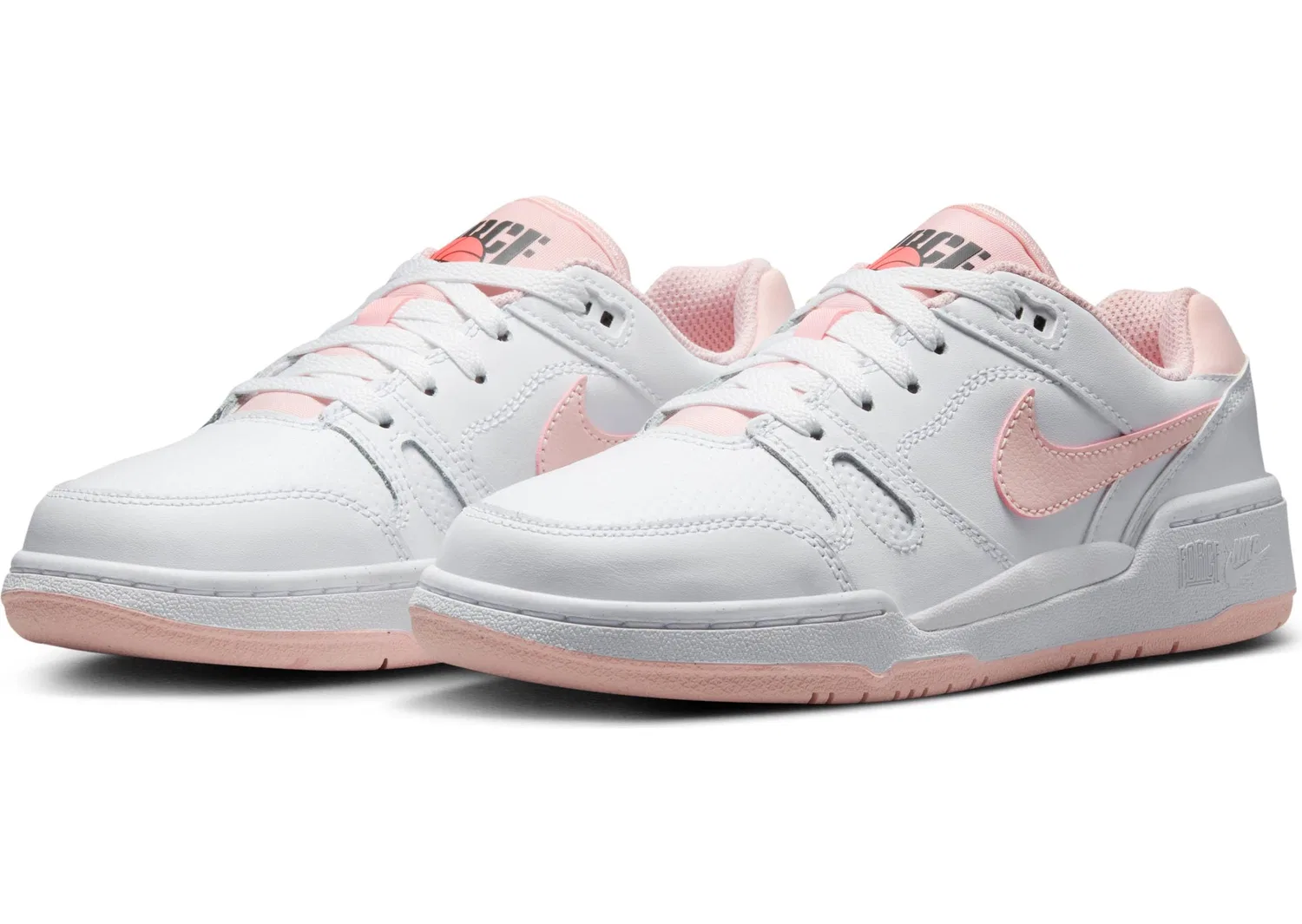 Детские кроссовки для мальчиков с кожаным верхом NIKE Full Force Low NIKE, White Echo Pink Bright Mango Black — фото 2