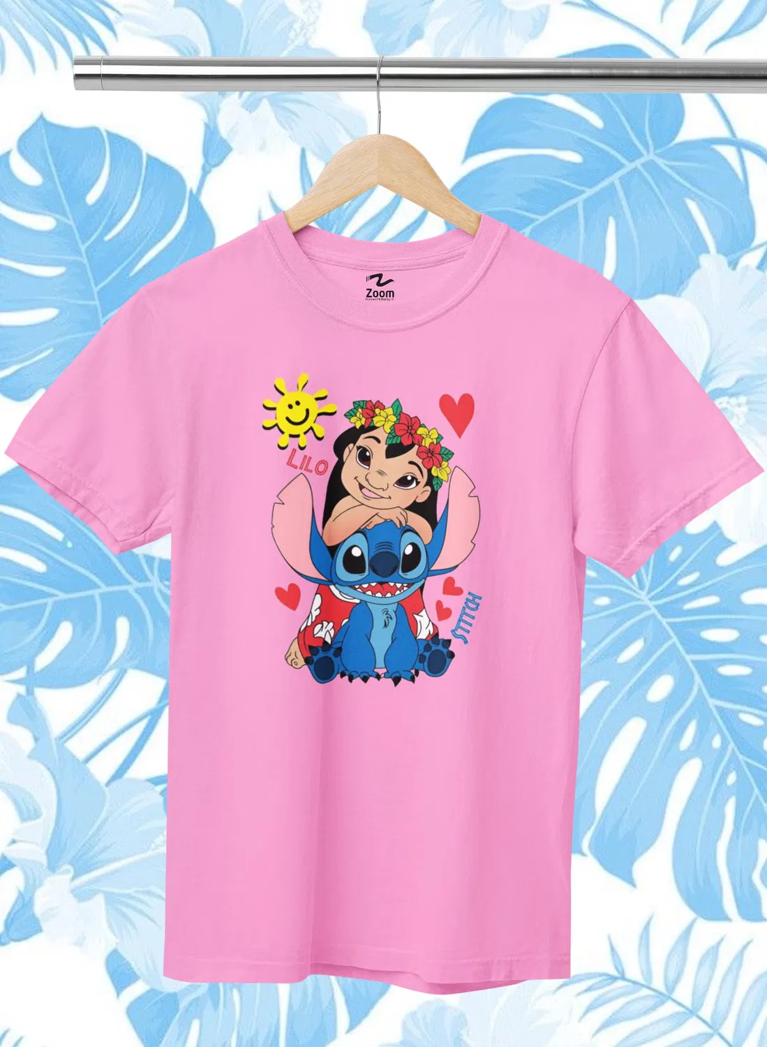 Футболка с принтом Lilo&Stitch Zoom, розовый