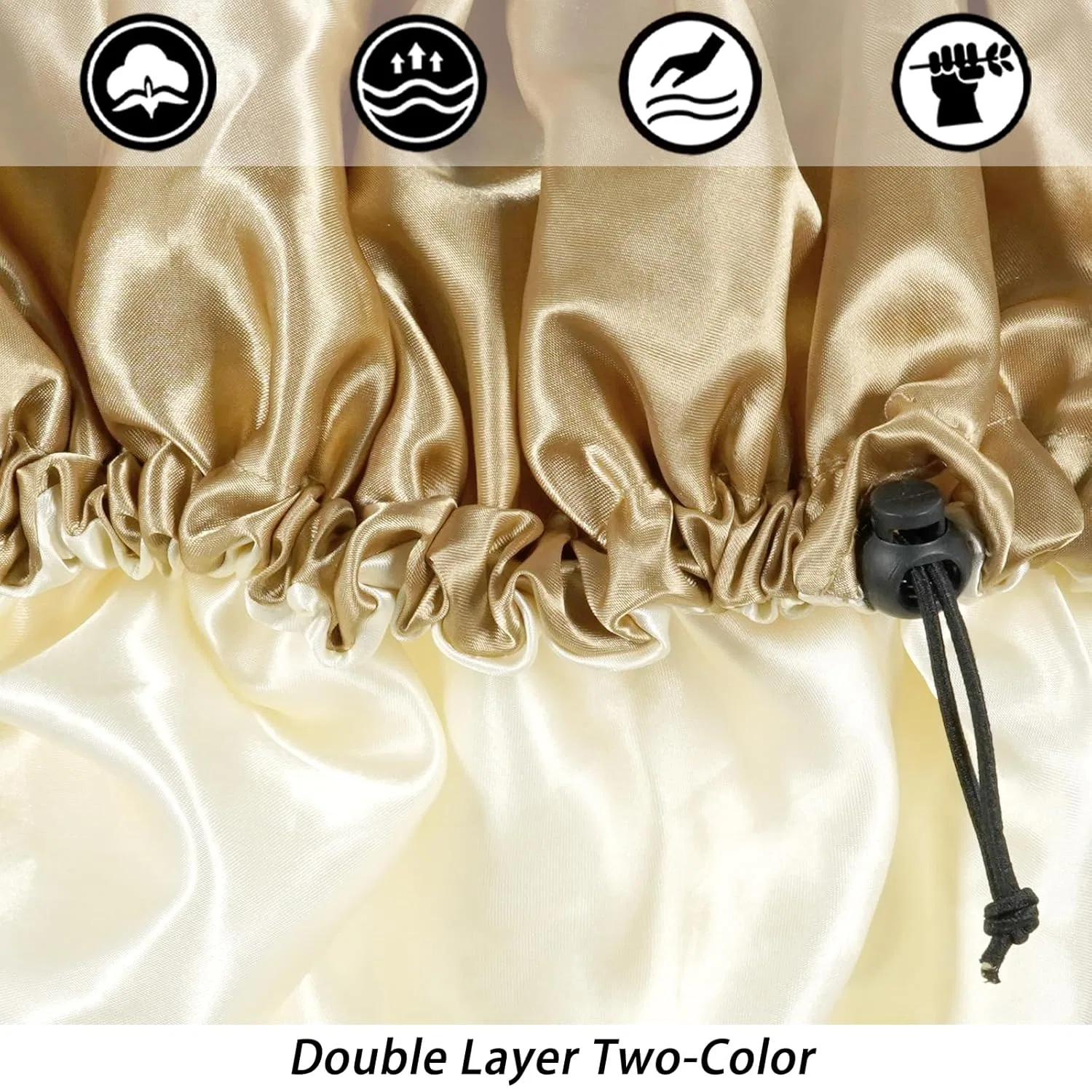 Шапочка для душа Satin Double Layer Adjustable, Edoneery, Khaki — фото 2