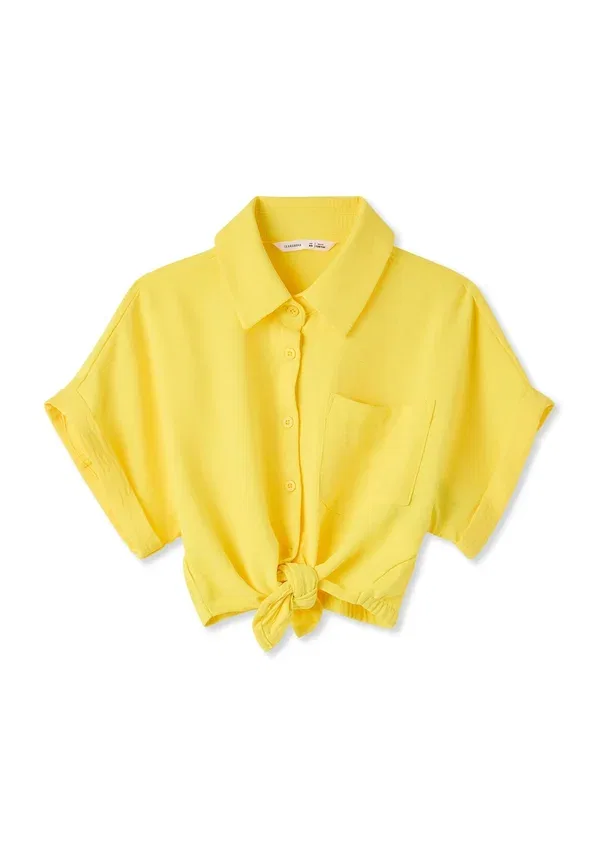 Блузка с коротким рукавом button-down blouse Terranova, Yellow, желтый