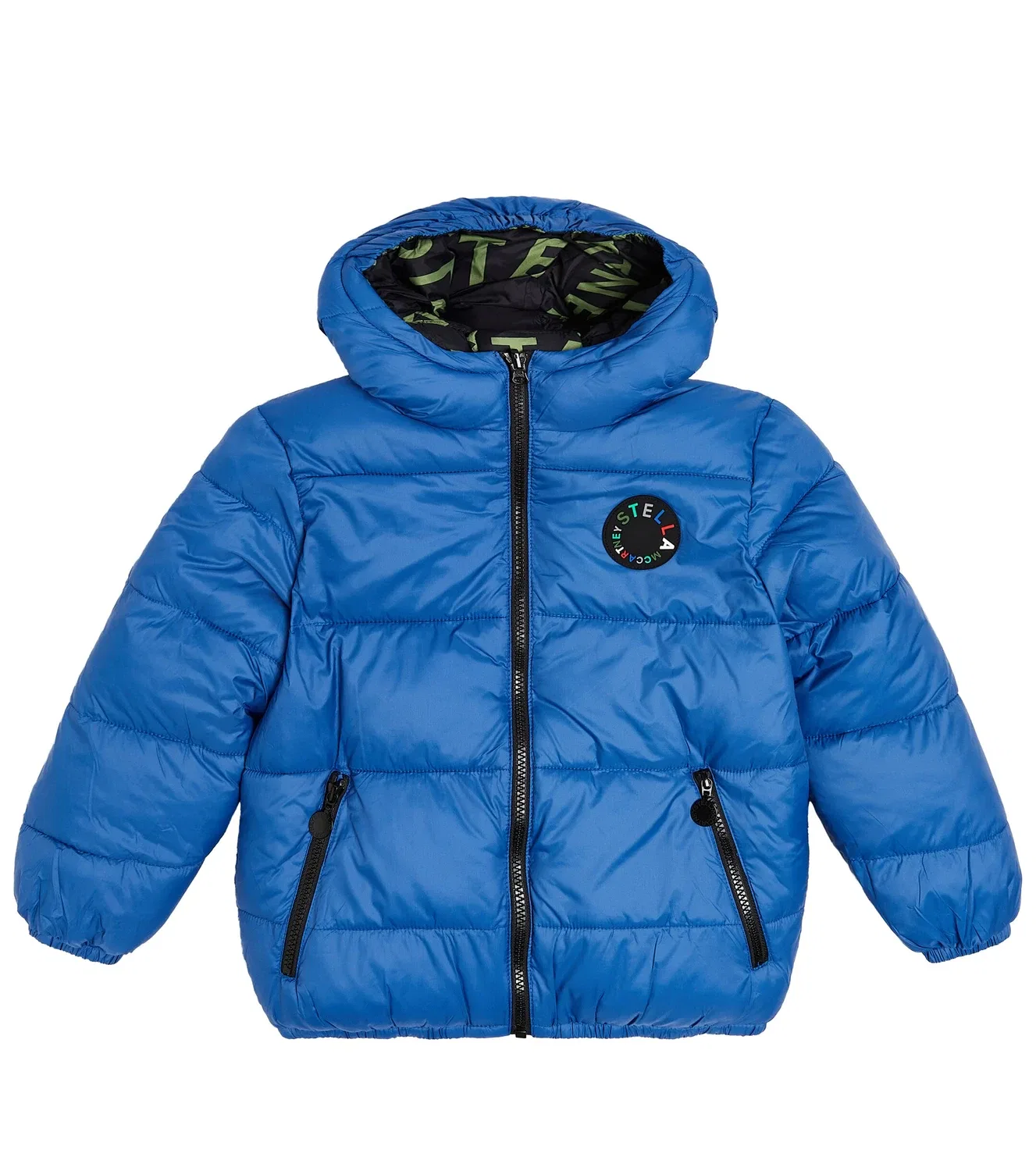 Двусторонняя пуховая куртка с капюшоном Stella Mccartney Kids, синий