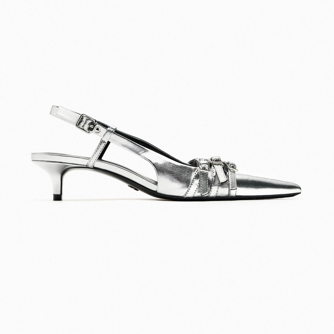 Туфли Zara Slingback With Straps, серебристый