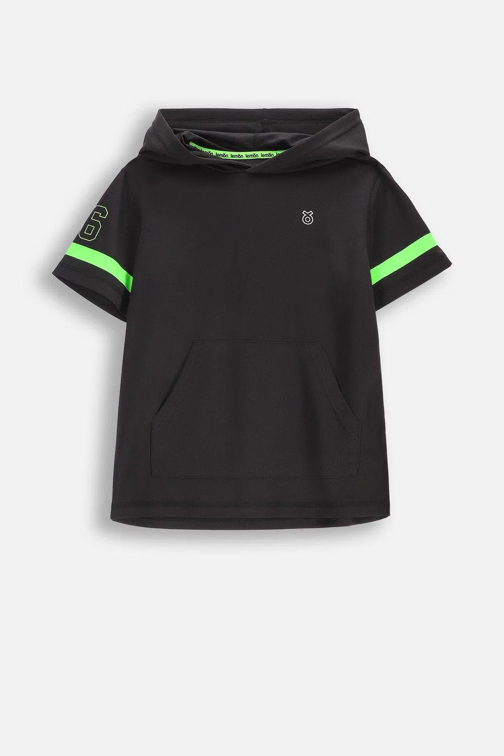 Детская спортивная футболка oversize с капюшоном Lemon Explore, Schwarz