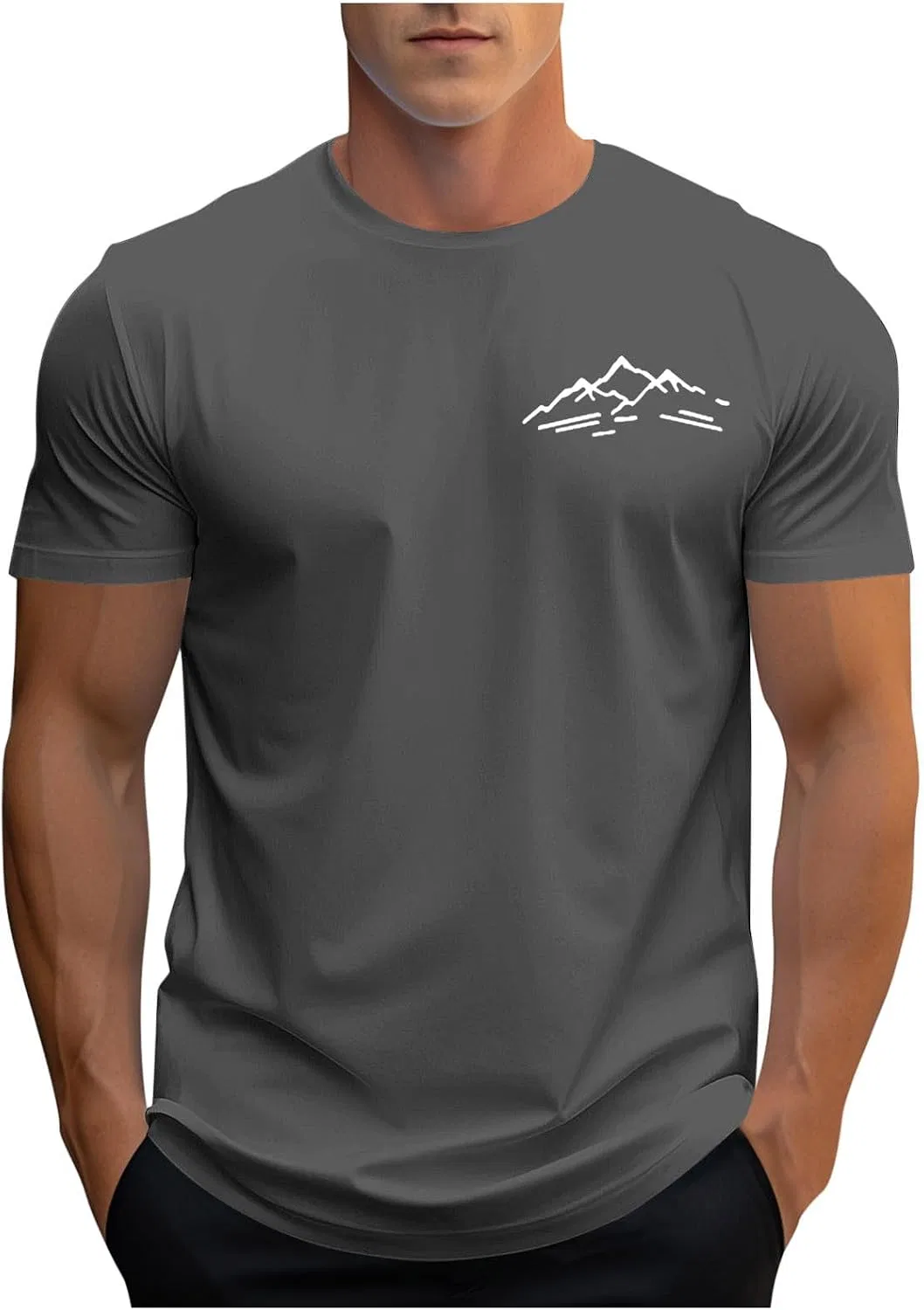Мужская футболка с принтом, Mountain Graphic, тёмно-серый