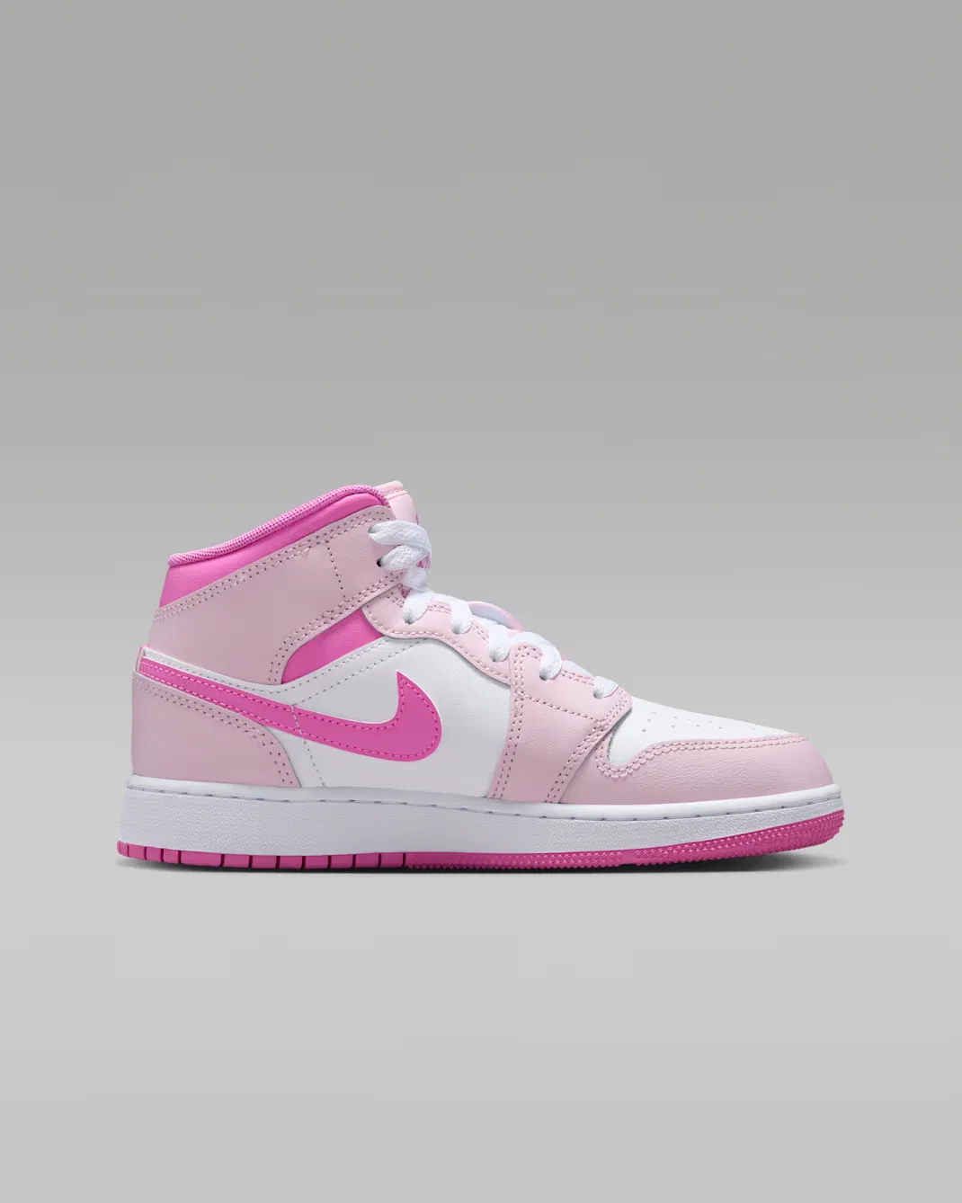 Кроссовки для детей постарше Air Jordan 1 Mid, Pink Foam/China Rose/White/Pink Foam — фото 3