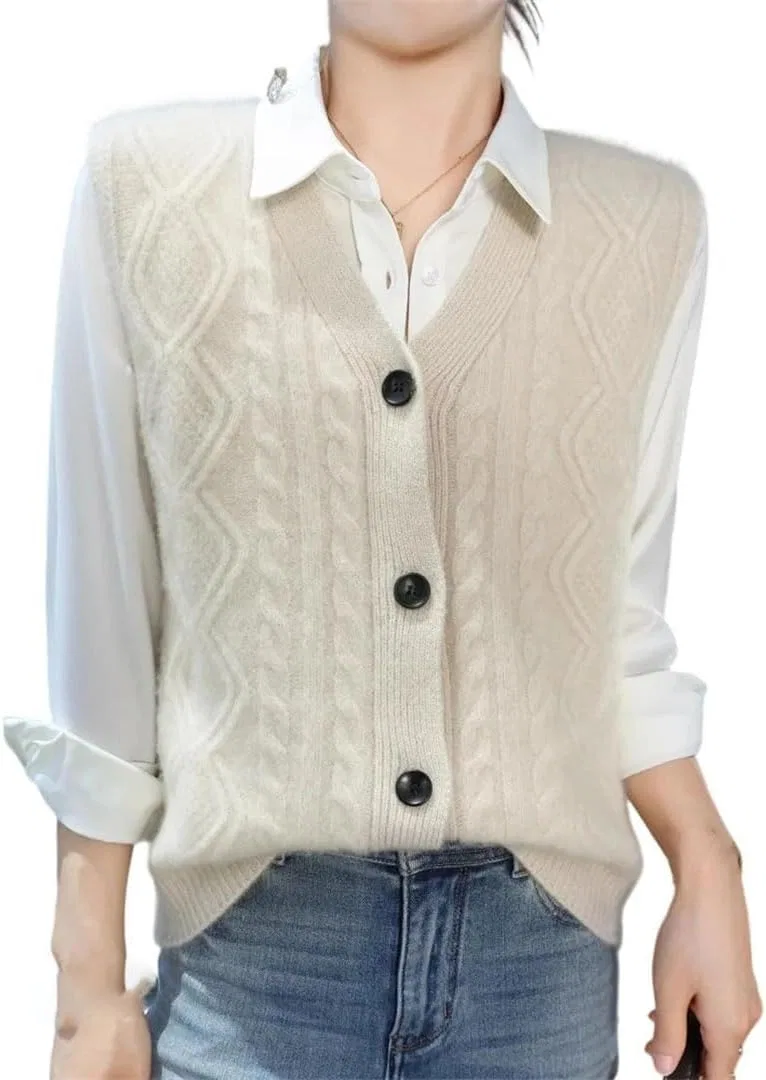 Женский жилет без рукавов из мериносовой шерсти, Middle Gray Vest