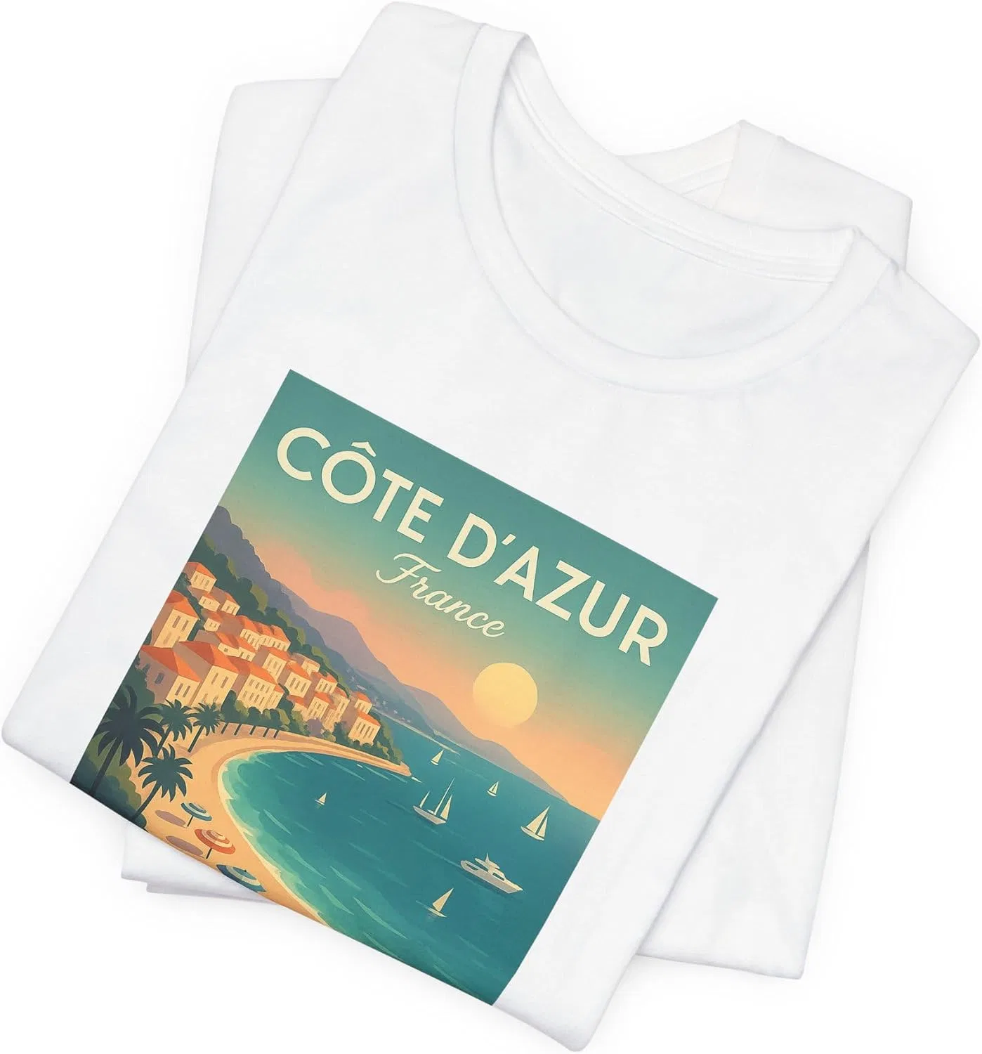 Футболка с ретро-принтом Côte d’Azur Bella Canvas 3001, White — фото 2