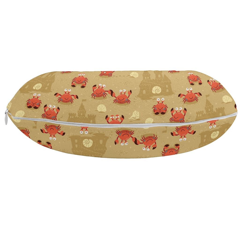 

ABAKUHAUS Summer Travel Pillow Подушка для шеи, мультяшные крабовые замки из песка, пенопластовые дорожные принадлежности для самолета и автомобиля, 30x30 см, Бледно-верблюжий Темно-горчичный