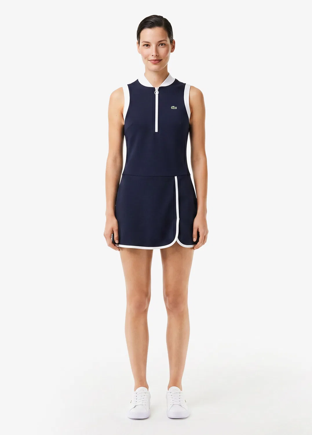 Платье Lacoste Classic Fit, спортивный стиль с полумолнией и логотипом крокодила, синий — фото 3