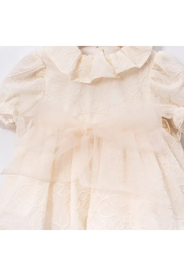 Детское платье для девочек хлопковое Leona Ma Moi Baby For A Little Smile, Beige — фото 3