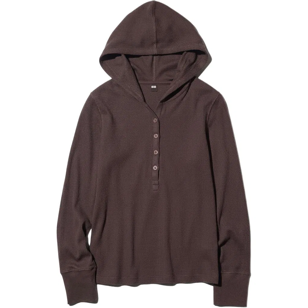 Женский худи с капюшоном Dark Brown UNIQLO, Темно-коричневый