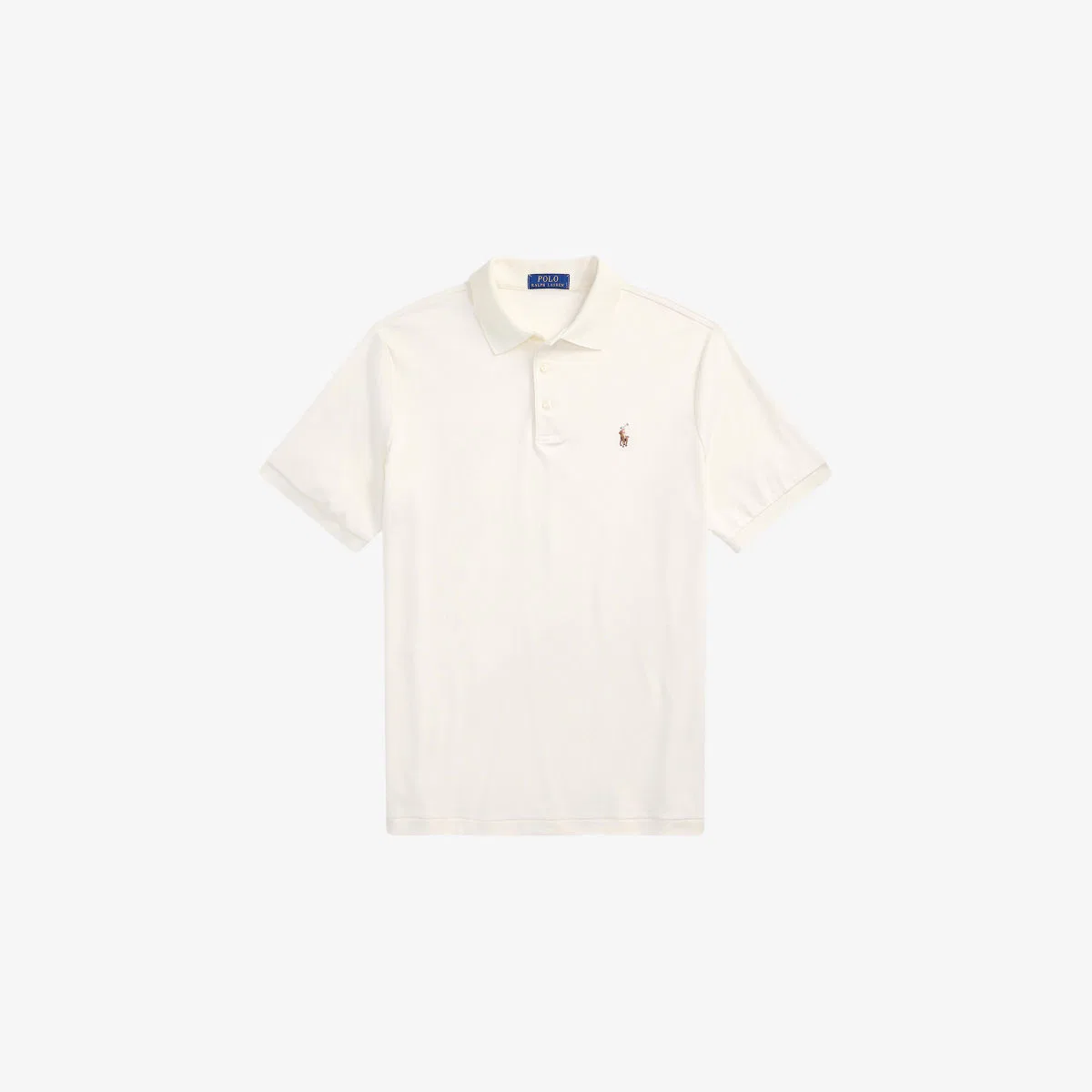 Хлопковая рубашка-поло с короткими рукавами и вышивкой логотипа Polo Ralph Lauren, кремовый