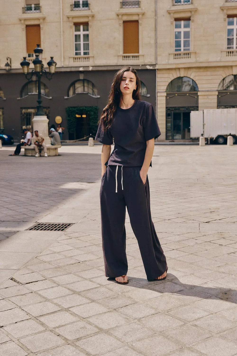 Хлопковая футболка приталенного кроя ZARA, Blue