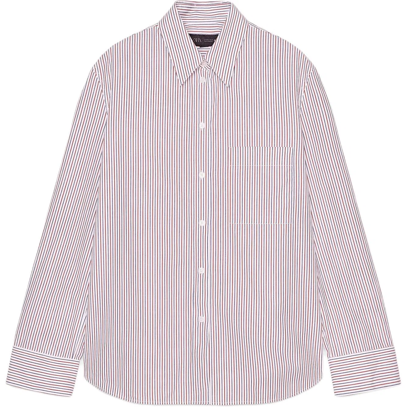 Женская рубашка с лацканами ZW Shirts Red/Sea Blue, ZARA, Red/Sea Blue