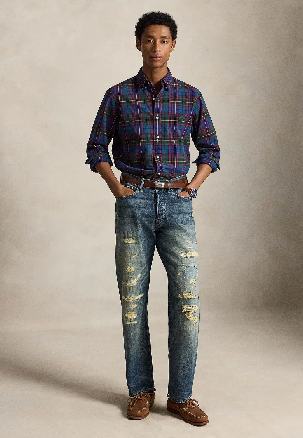 Тканая спортивная рубашка - рубашка Polo Ralph Lauren, Green/Blue Multi — фото 2