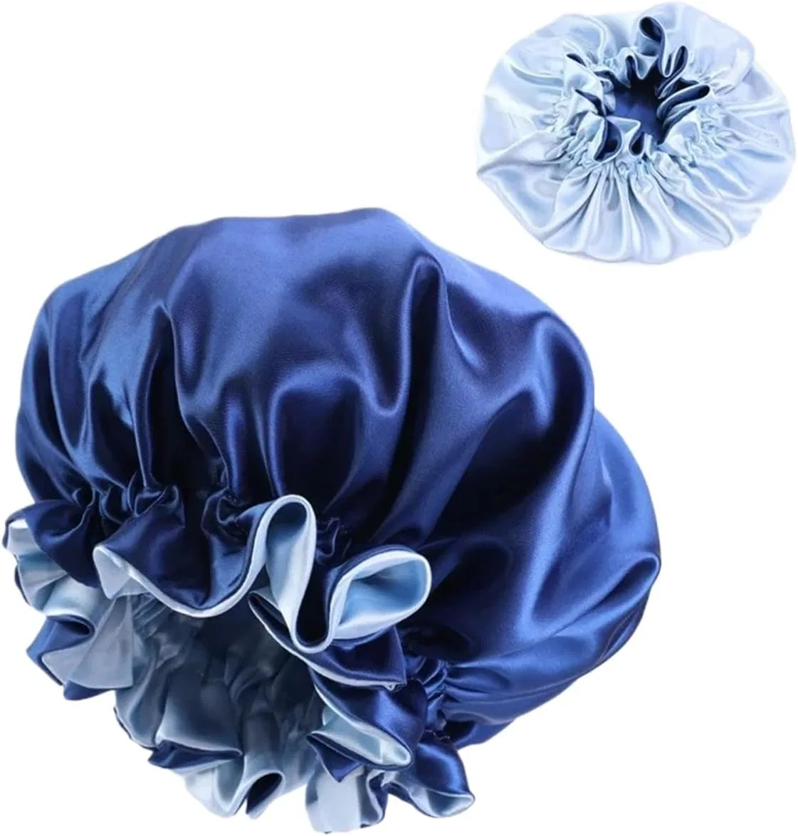 Двусторонняя водонепроницаемая шапочка для душа, Satin, Blue Lsnnmu