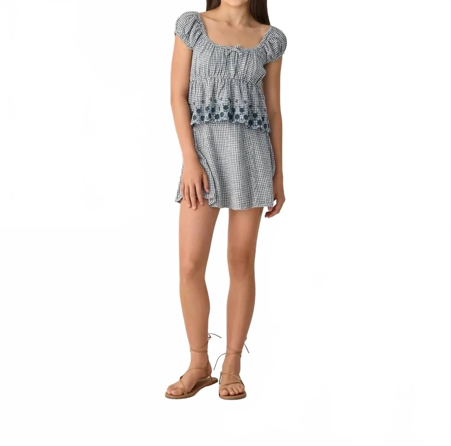 Детская юбка в клетку Rylee + Cru Rachel, Marine Gingham