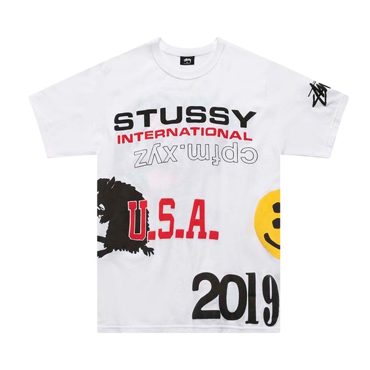 Футболка Stussy x Cactus Plant Flea Market USA 2019 Tee 'White', белый - фото