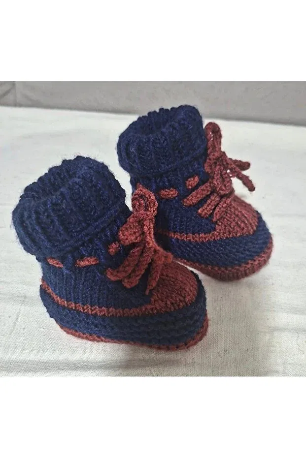 Детские пинетки для мальчиков вязаные Minohouse, Navy Blue — фото 2