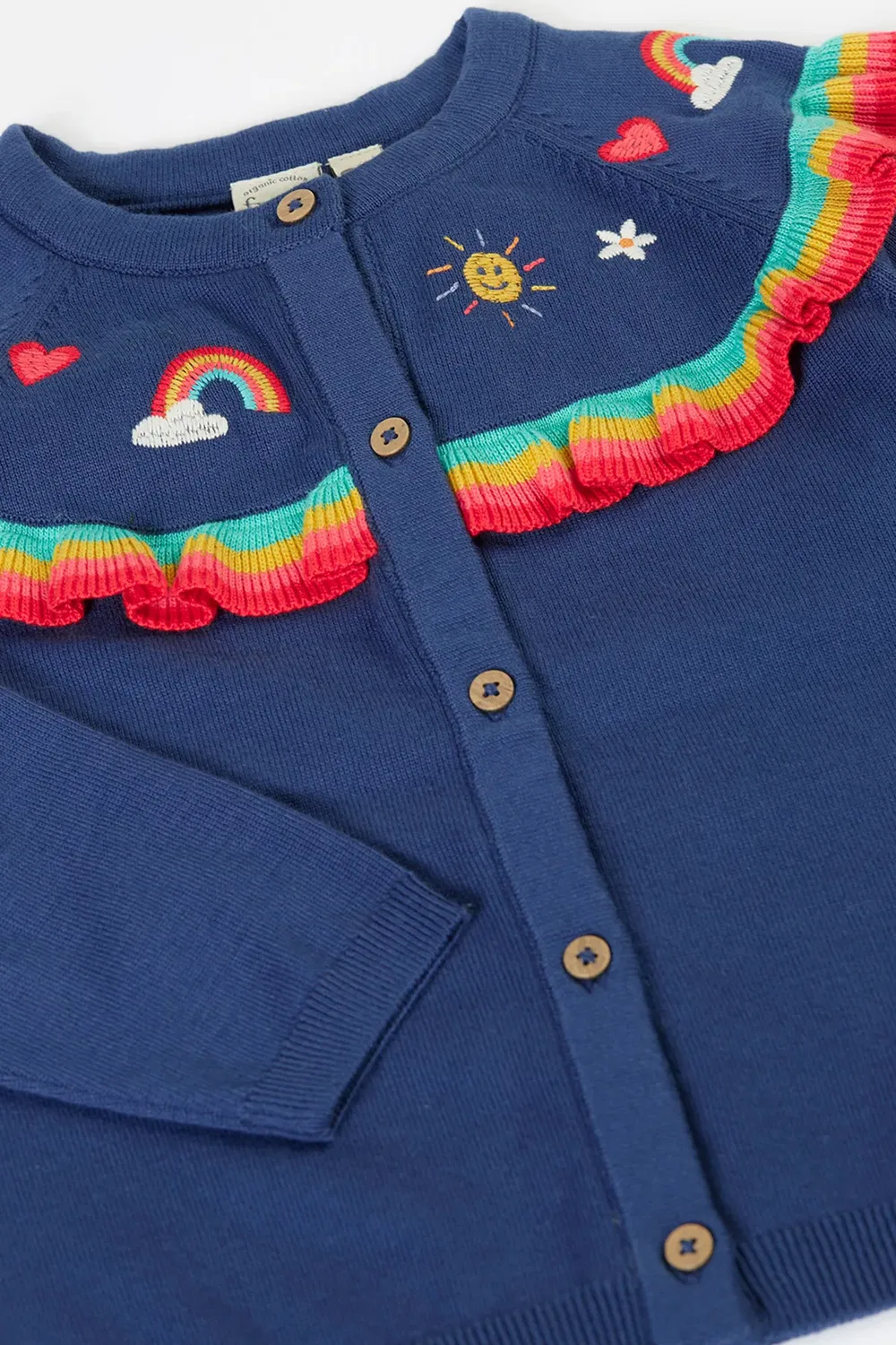 Детский кардиган с рюшами Little Romi Ruffle Frugi, Navy — фото 3