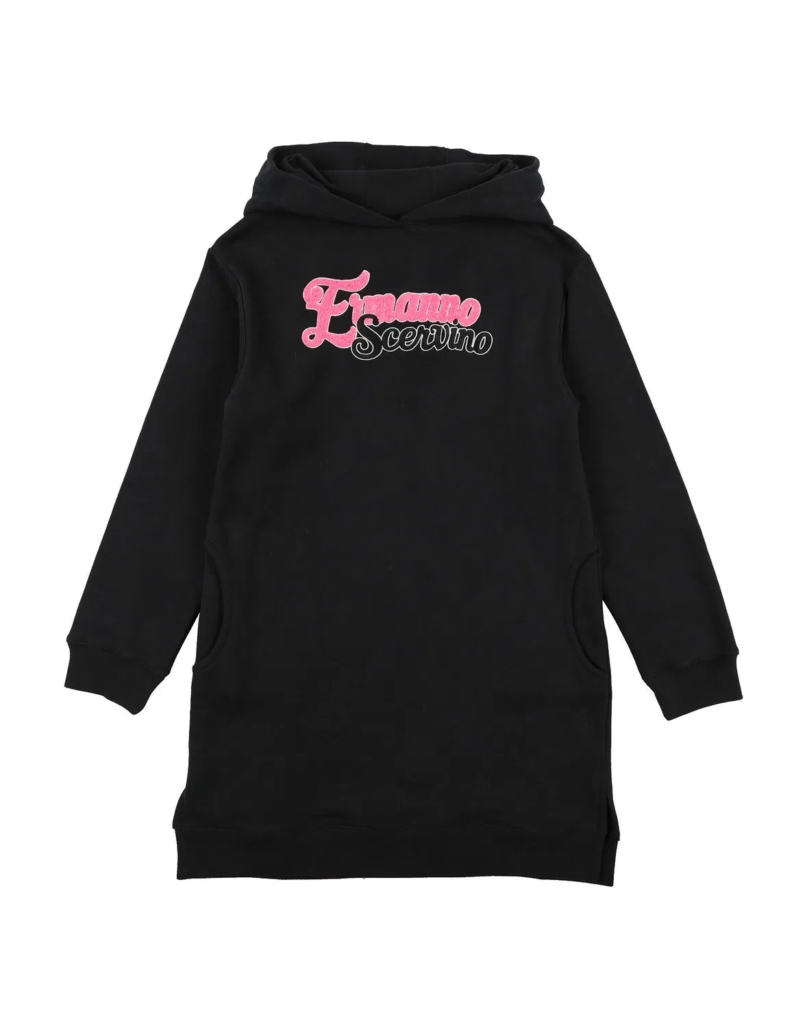 Детское платье из флиса с капюшоном для девочек Ermanno Scervino, черный