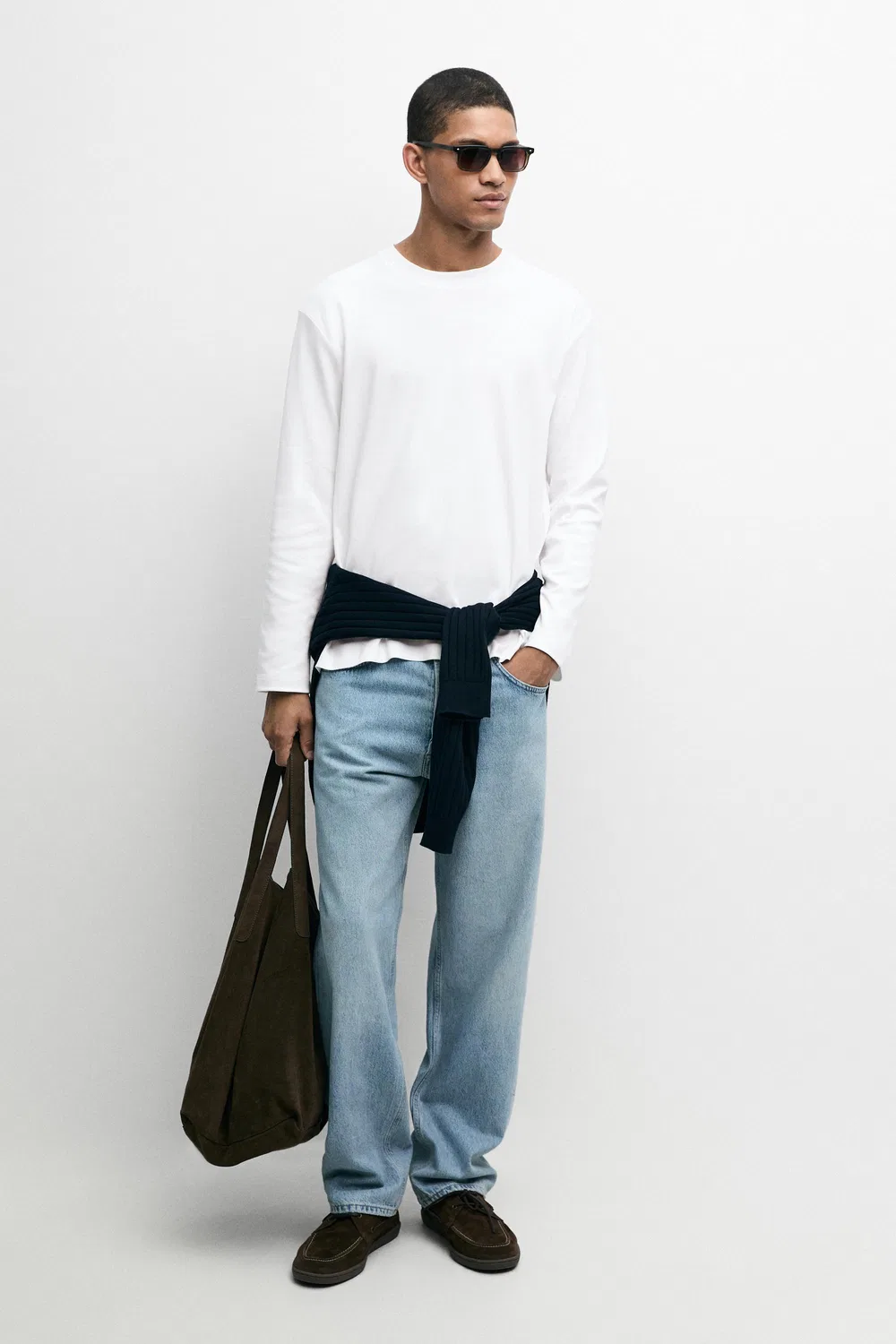 Лонгслив Massimo Dutti 100% Cotton, белый — фото 3