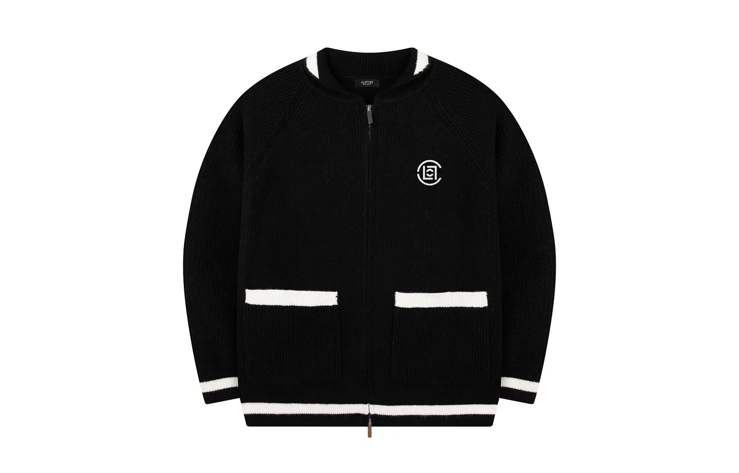 Детский свитер с воротником-стойкой, утепленный, прямого кроя, CLOT, Black With White Embroidery