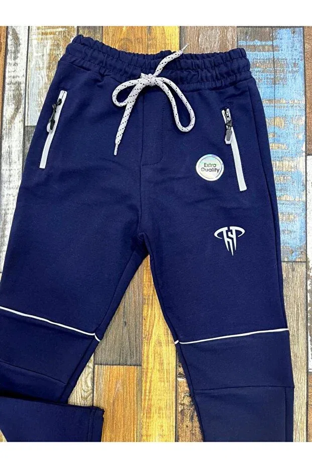 Детские спортивные штаны для мальчиков с лампасами Esterella, Navy Blue — фото 2