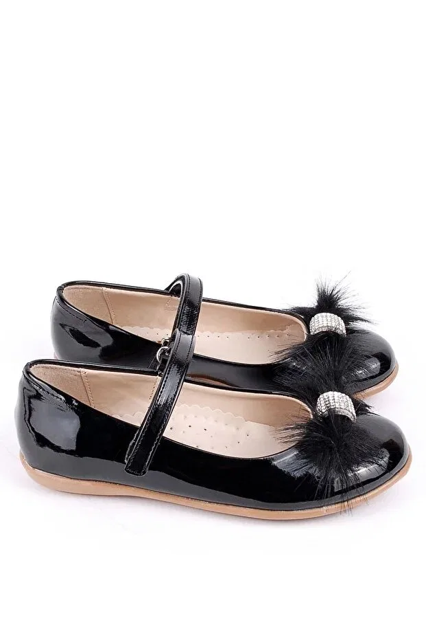 Детские балетки для девочек с коротким каблуком Stoned girl's daily and evening dress ballerina shoes Generic Brands, Black — фото 2