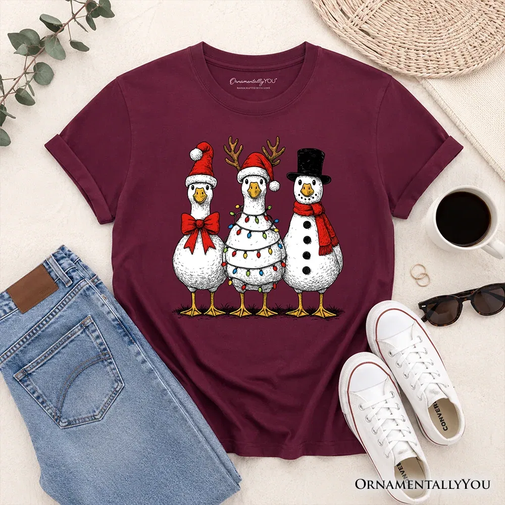 Детская футболка с принтом Silly Goose Vintage Christmas Graphic Tee OrnamentallyYou, Maroon