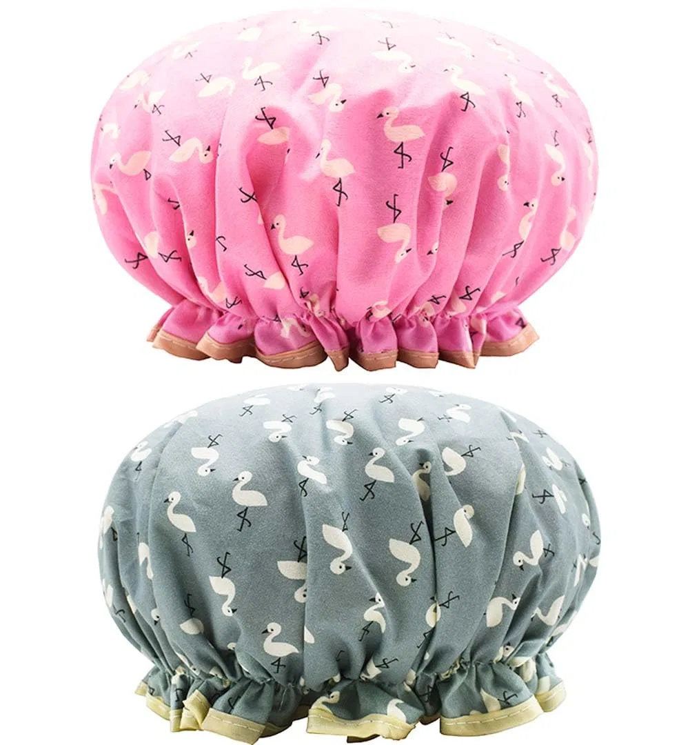 Шапочка для душа Double Layer Waterproof, Yiapinn, Pack of 2, Pink/blue