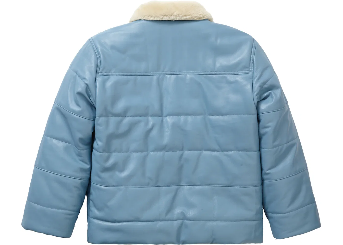 Мужская куртка с длинным рукавом Supreme Schott Shearling Collar Leather Puffy Jacket, Light Blue — фото 3