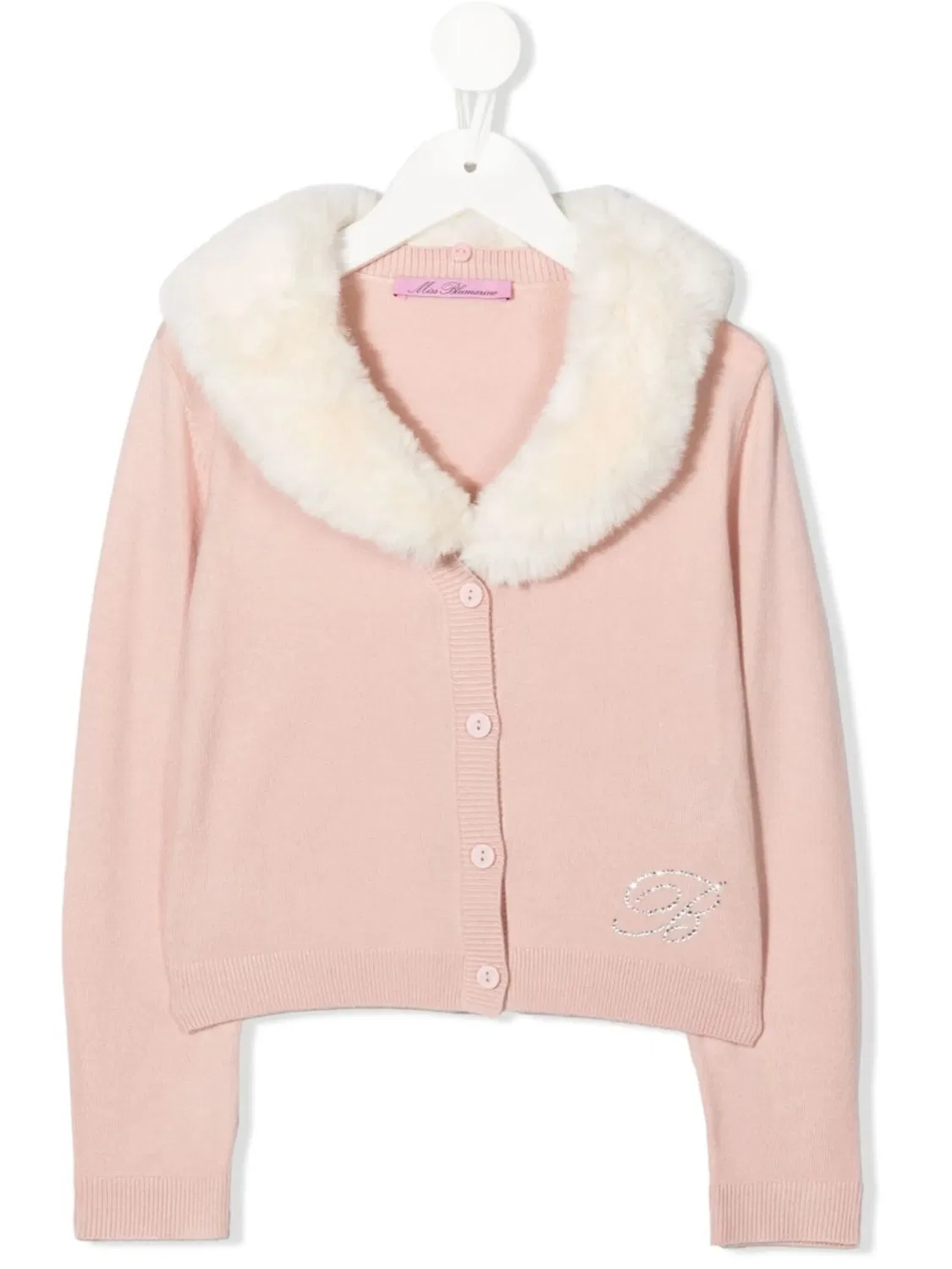 Кардиган с меховой отделкой Miss Blumarine, розовый