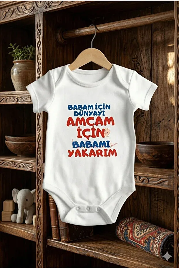 Детское боди для новорожденных с принтом I Burn The World For Dad Hazden, White — фото 3