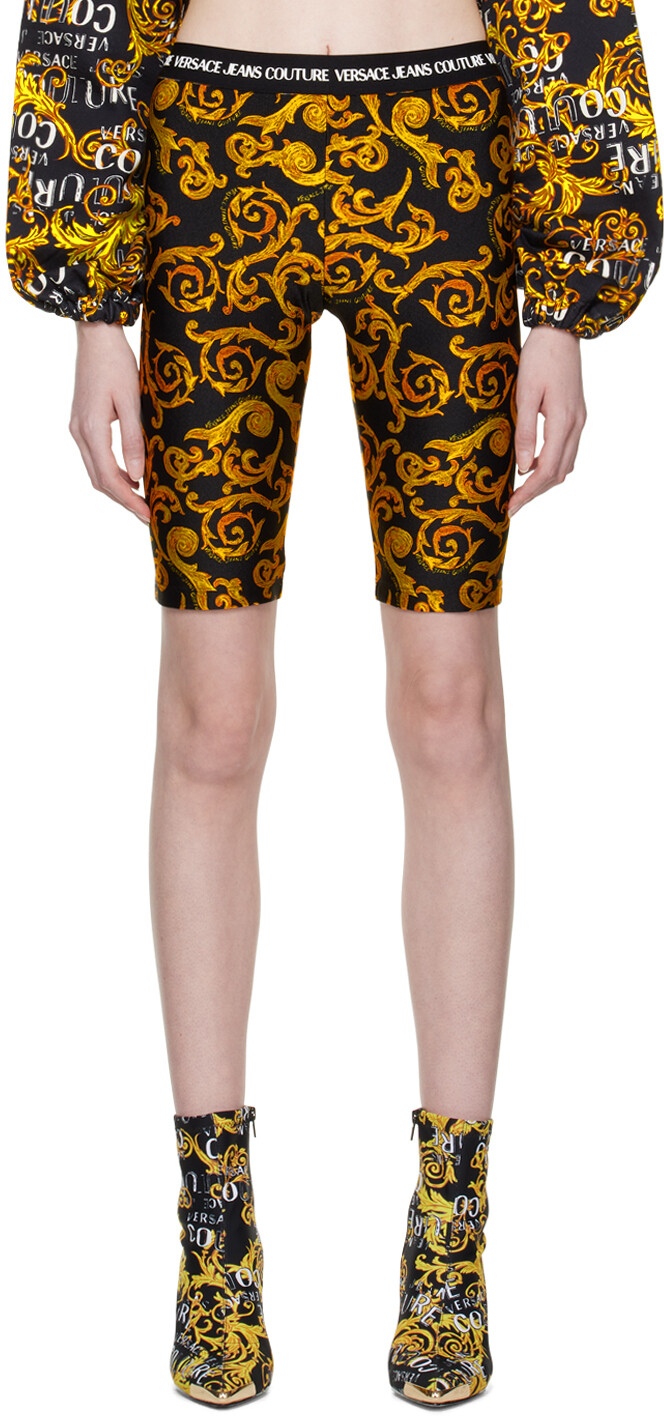

Черные шорты с принтом Versace Jeans Couture