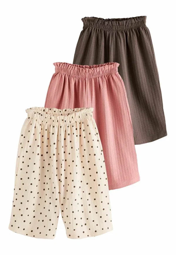 Брюки хлопок Regular fit - wide leg trousers 3 pack Next, Neutral, нейтральный