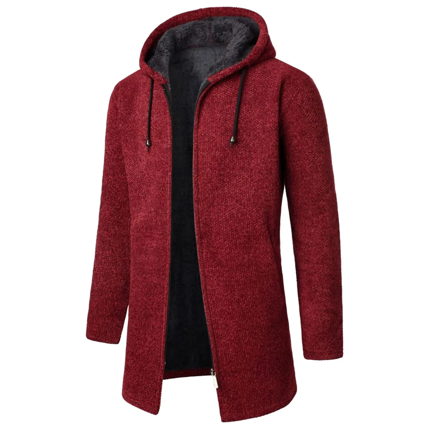 Мужское хлопковое пальто с капюшоном Di Lana Trendy Hooded Cardigan, Red-h