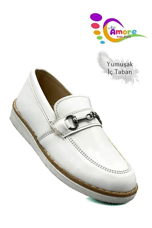 Детские туфли для мальчиков из лаковой кожи Corcik Sermoda, Tr White — фото 2