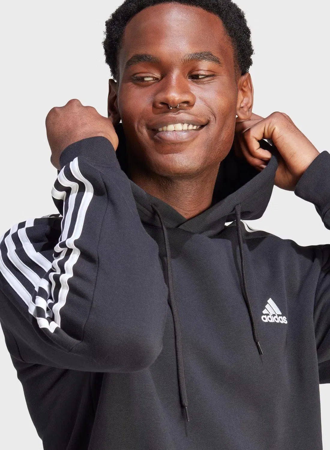 Худи с капюшоном из футера M 3s fl hd Adidas, черный — фото 3